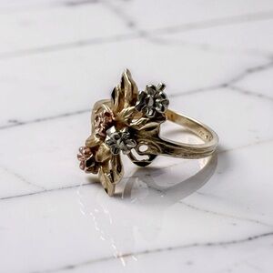 VTG 14K Gold Ring Size 5 Floral Tri Color